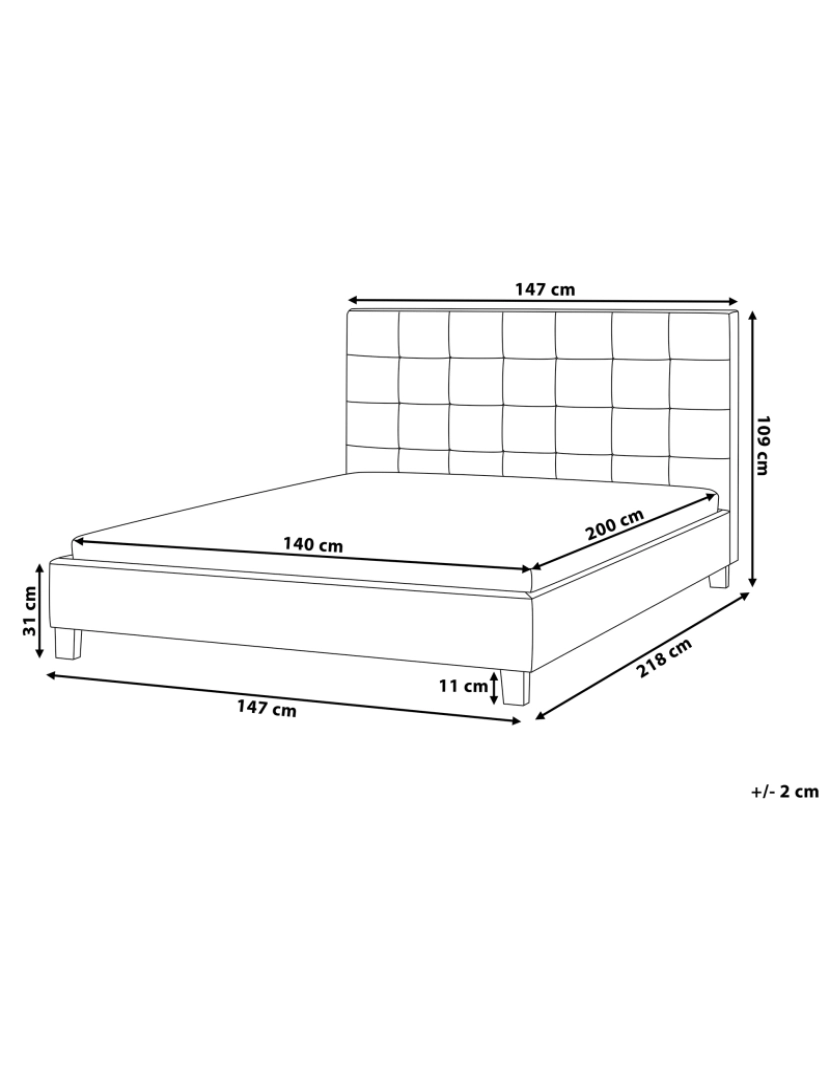 Beliani - Cama de casal em tecido cinzento escuro 140 x 200 cm LA ROCHELLE