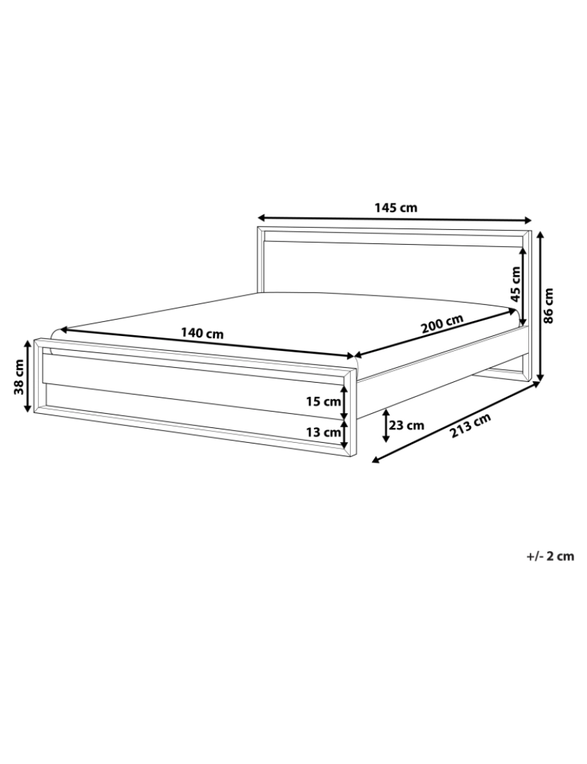 Beliani - Cama de casal em madeira escura 140 x 200 cm GIULIA