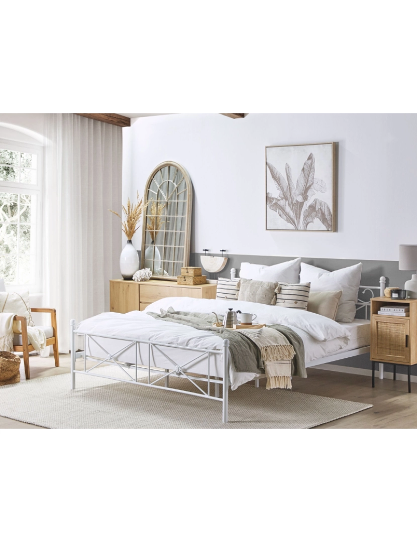 imagem de Cama de casal em metal branco 180 x 200 cm RODEZ2