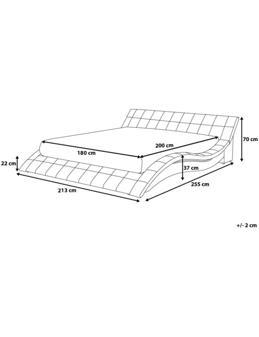 Beliani - Cama de casal de água em veludo cinzento 180 x 200 cm VICHY