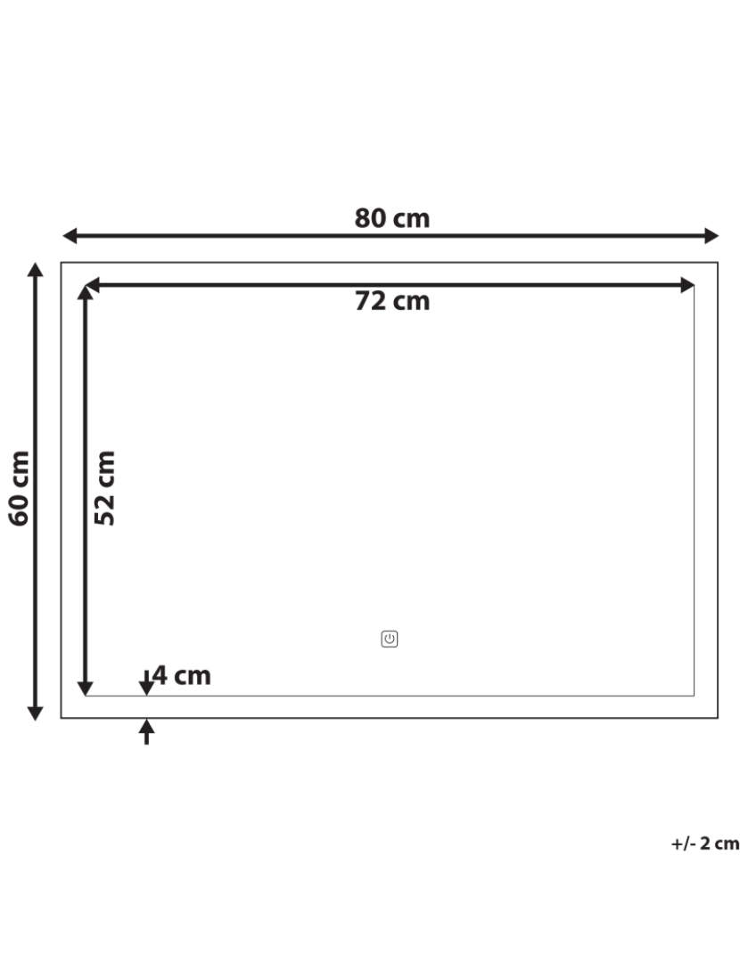 Beliani - Espelho de parede prateado com iluminação LED 80 x 60 cm ADOUR