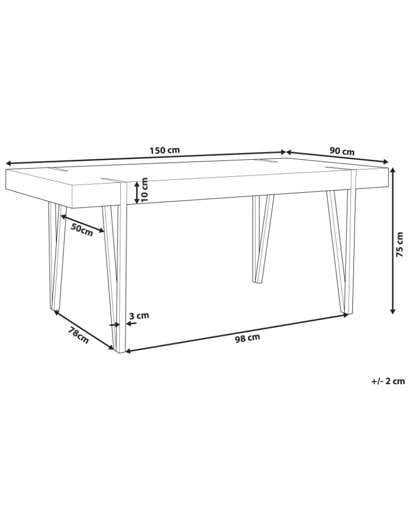 Beliani - Mesa de jantar em castanho claro com preto 150 x 90 cm ADENA