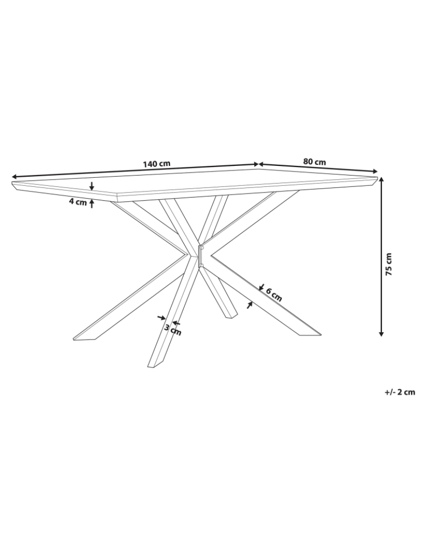 Beliani - Mesa de jantar castanha escura e preta 140 x 80 cm SPECTRA