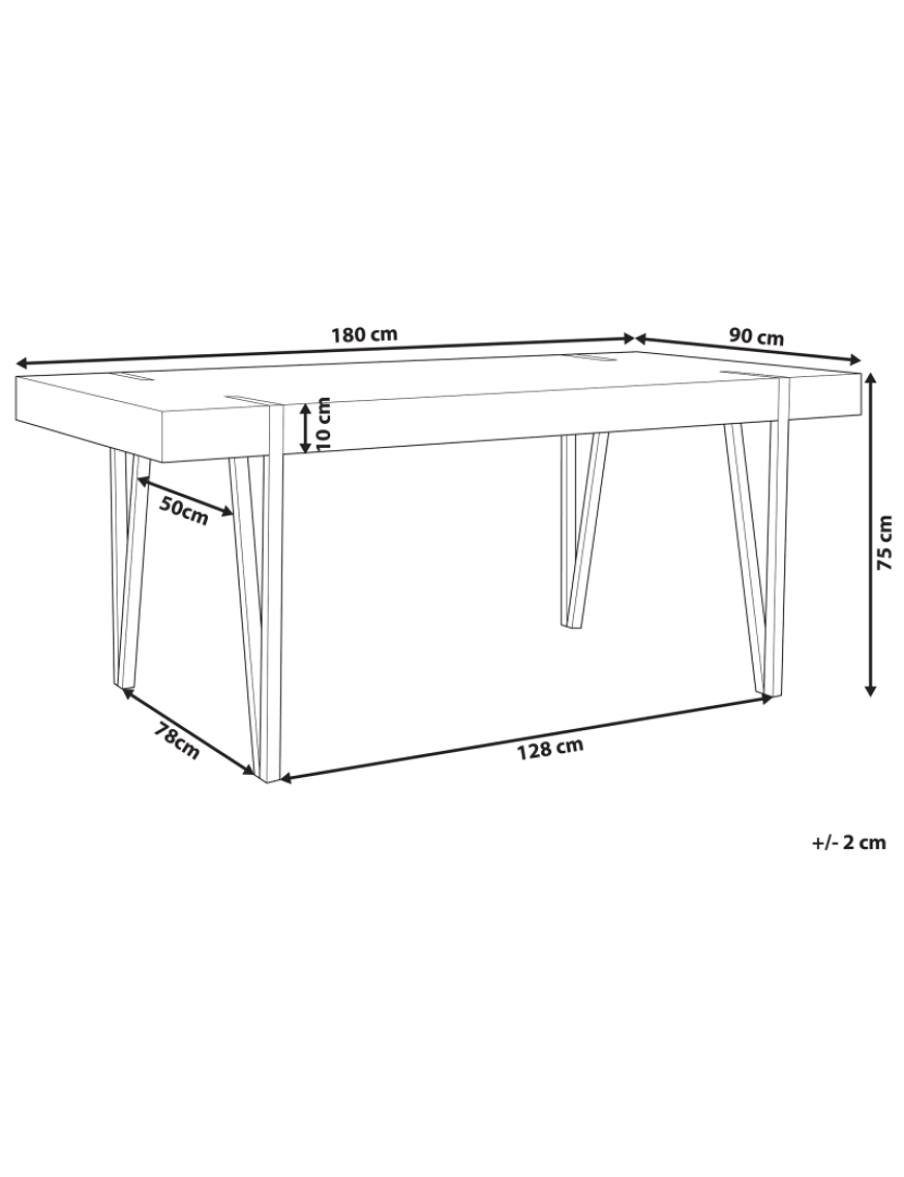 imagem de Mesa de jantar em castanho claro com preto 180 x 90 cm ADENA1