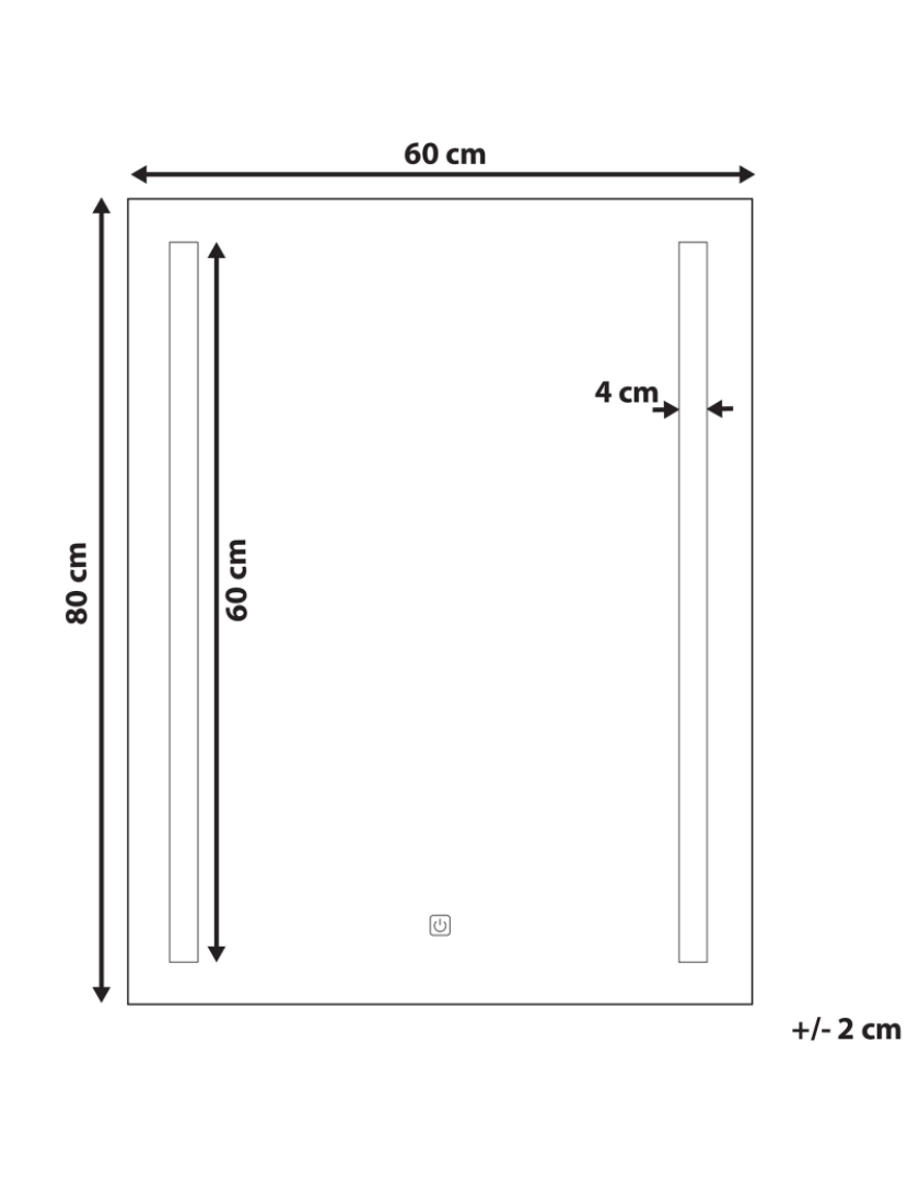 Beliani - Espelho de parede prateado com iluminação LED 60 x 80 cm MARTINET