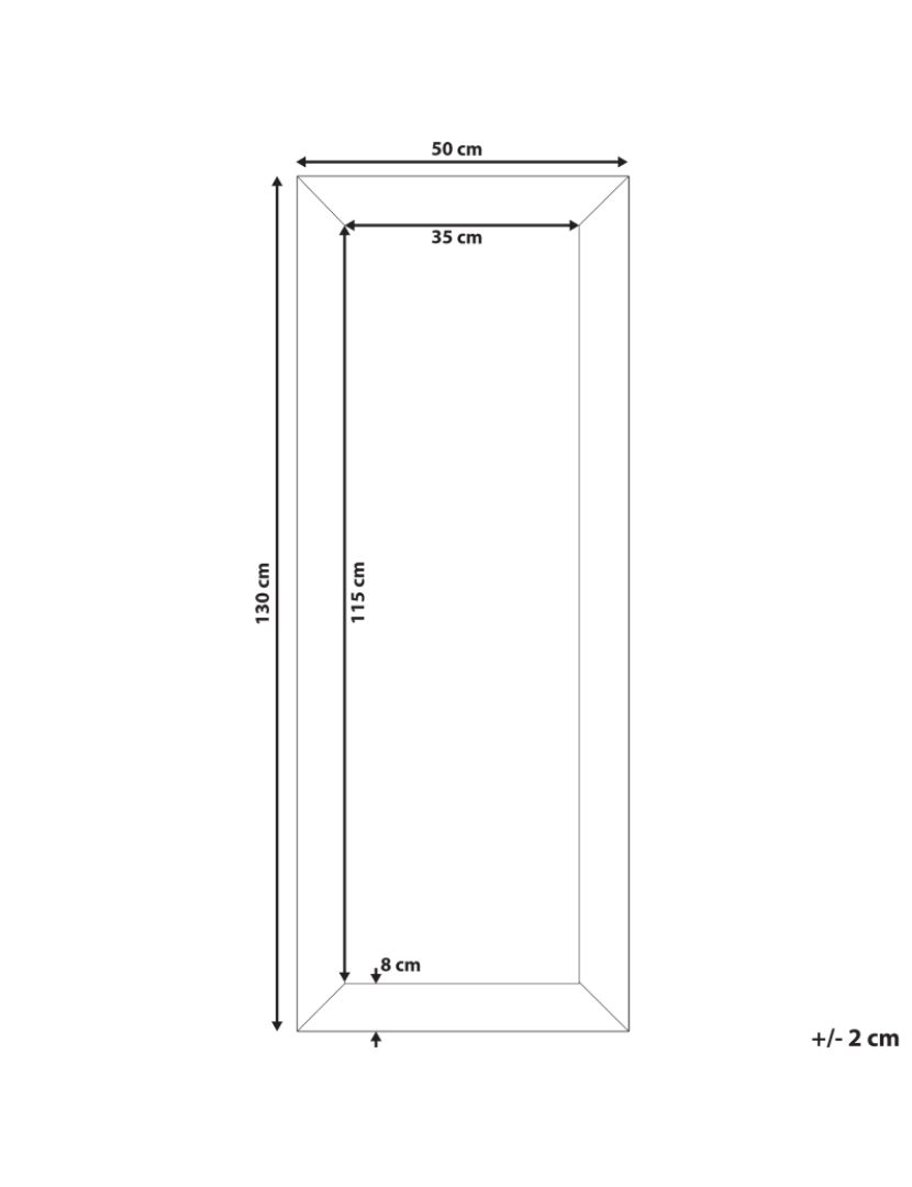 Beliani - Espelho 130 cm Preto PLAISIR