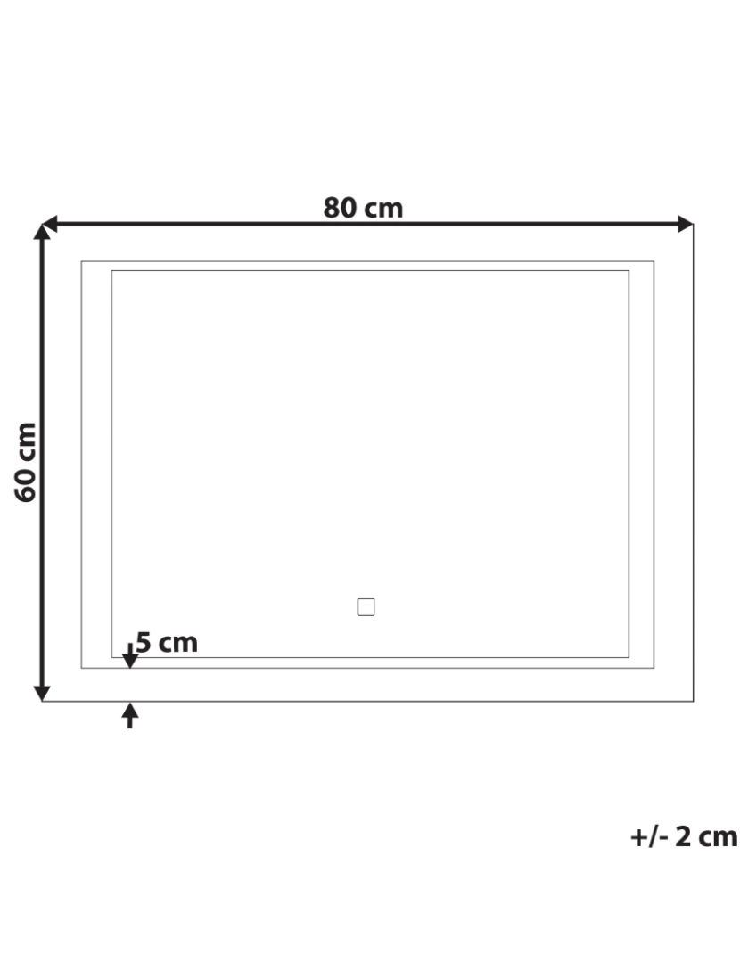 imagem de Espelho de parede prateado com iluminação LED 80 x 60 cm EYRE1