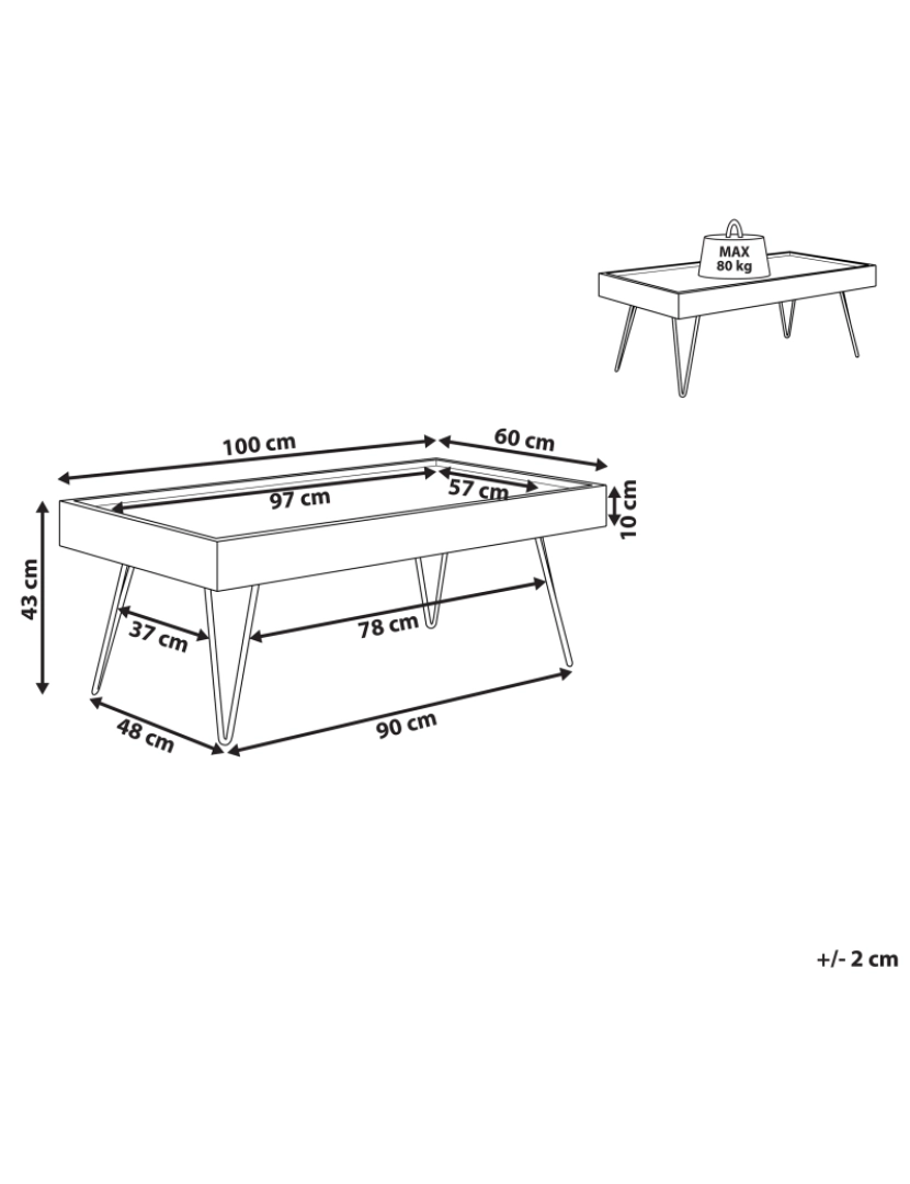 imagem de Mesa de centro taupe 100 x 60 cm WELTON1