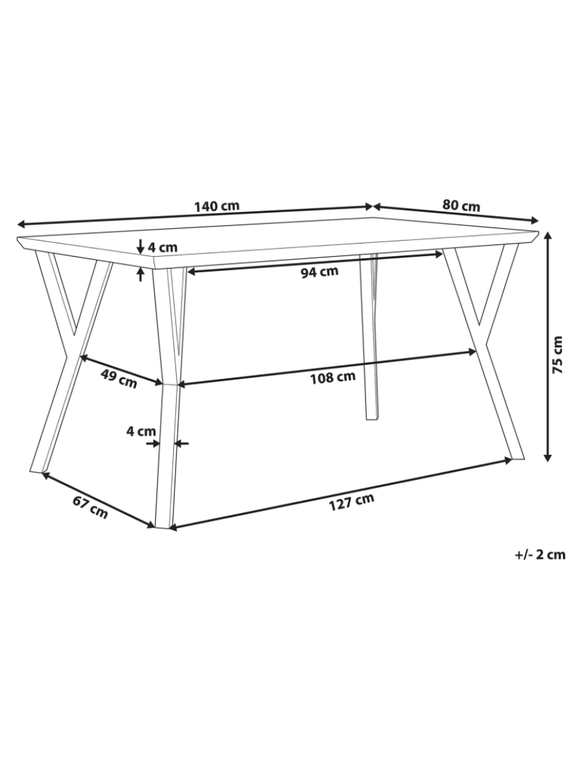 Beliani - Mesa de jantar castanha escura com preto 140 x 80 cm BRAVO