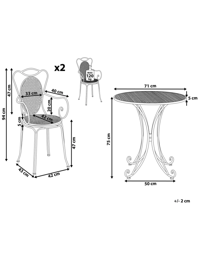 Beliani - Conjunto de mesa e cadeiras Metal Cinzento CILENTO