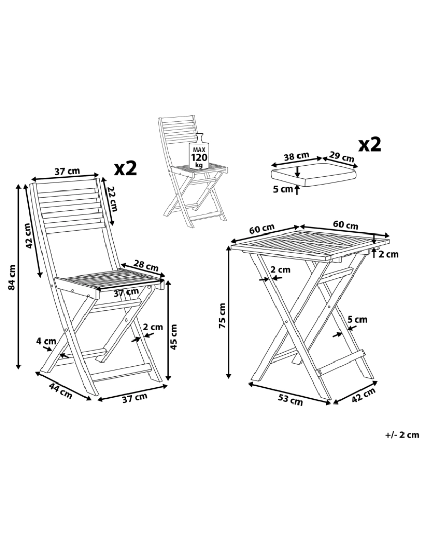 Beliani - Conjunto de mesa e cadeiras com almofada Madeira Azul FIJI