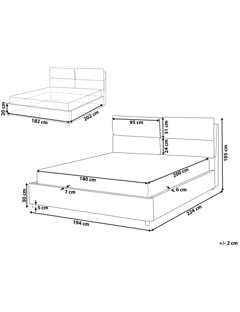 Beliani - Cama de casal com arrumação em veludo cinzento 180 x 200 cm BATILLY