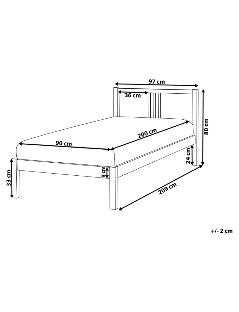 Beliani - Cama de solteiro em madeira branca 90 x 200 cm VANNES