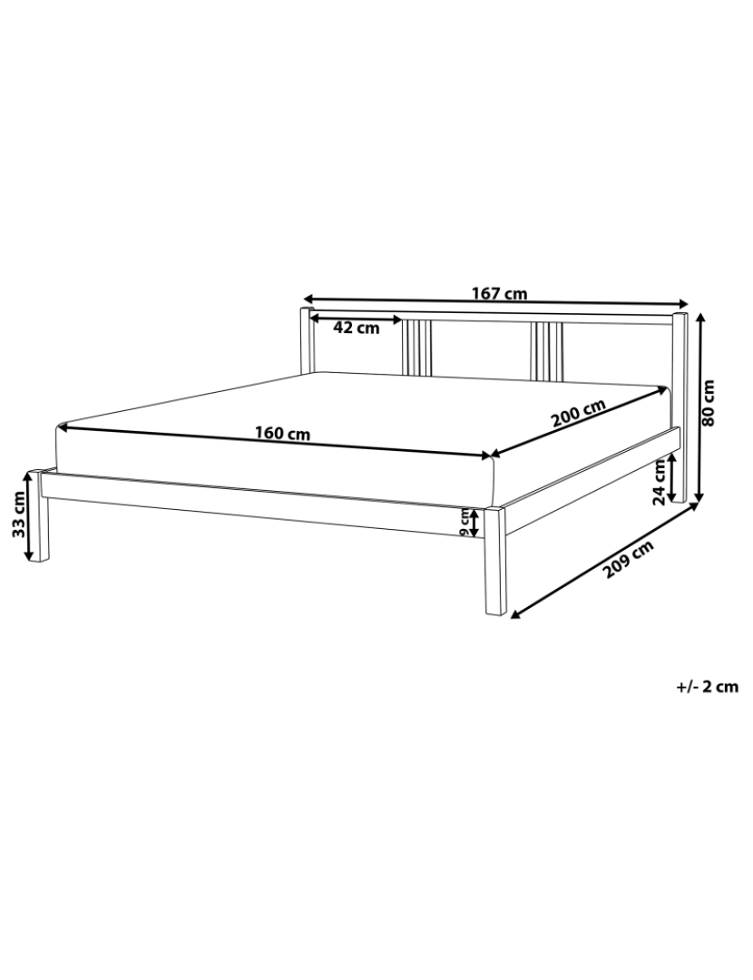 Beliani - Cama de casal em madeira branca 160 x 200 cm VANNES