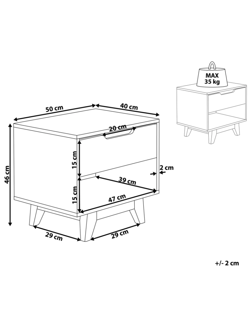 Beliani - Mesa de cabeceira com gaveta Branco SPENCER