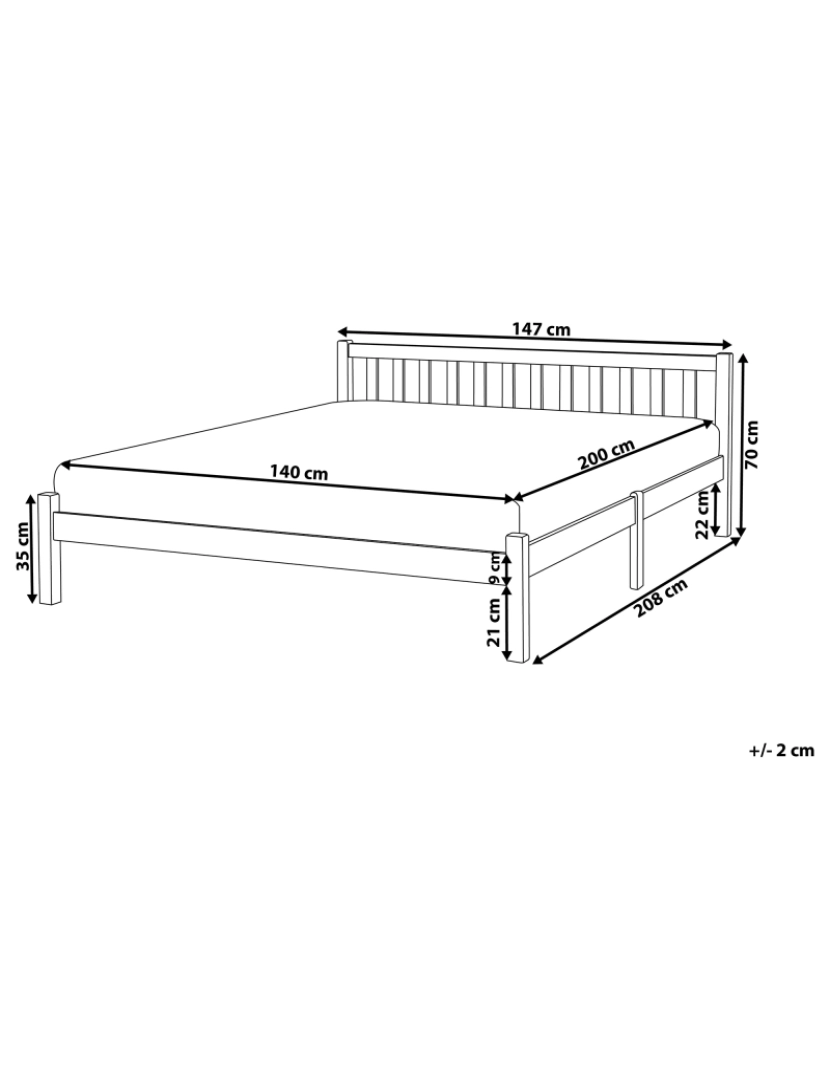 Beliani - Cama de casal em madeira branca 140 x 200 cm FLORAC