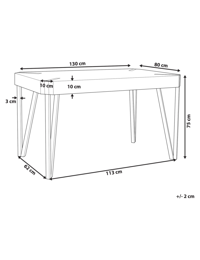 Beliani - Mesa de jantar castanha clara com preto 130 x 80 cm CAMBELL