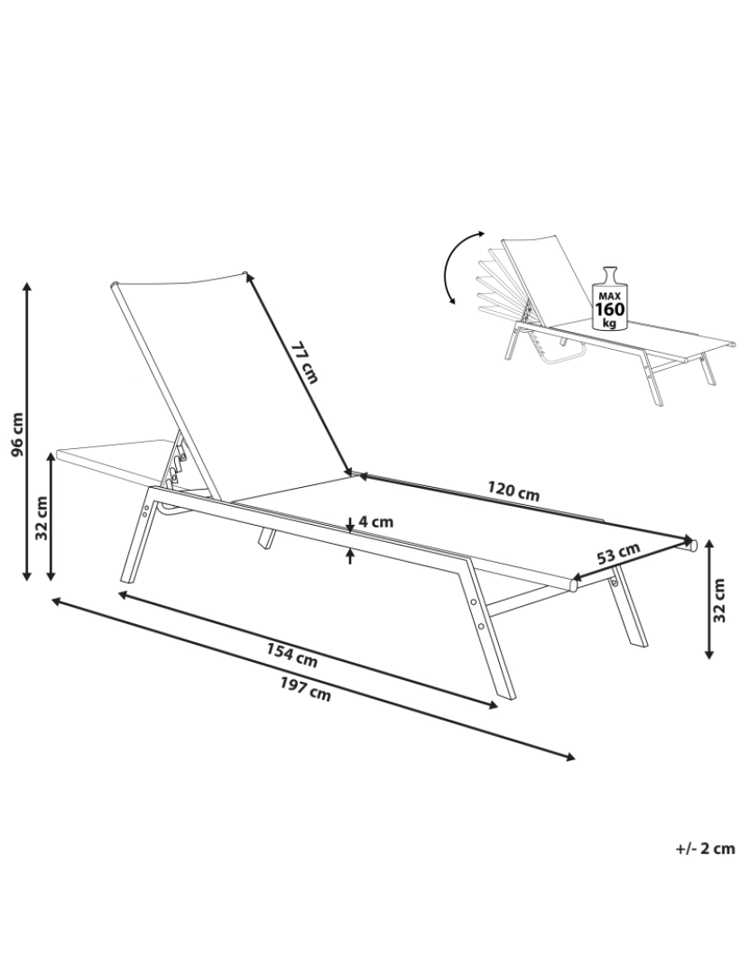 Beliani - Cadeira lounge/relax Metal Preto NOLI