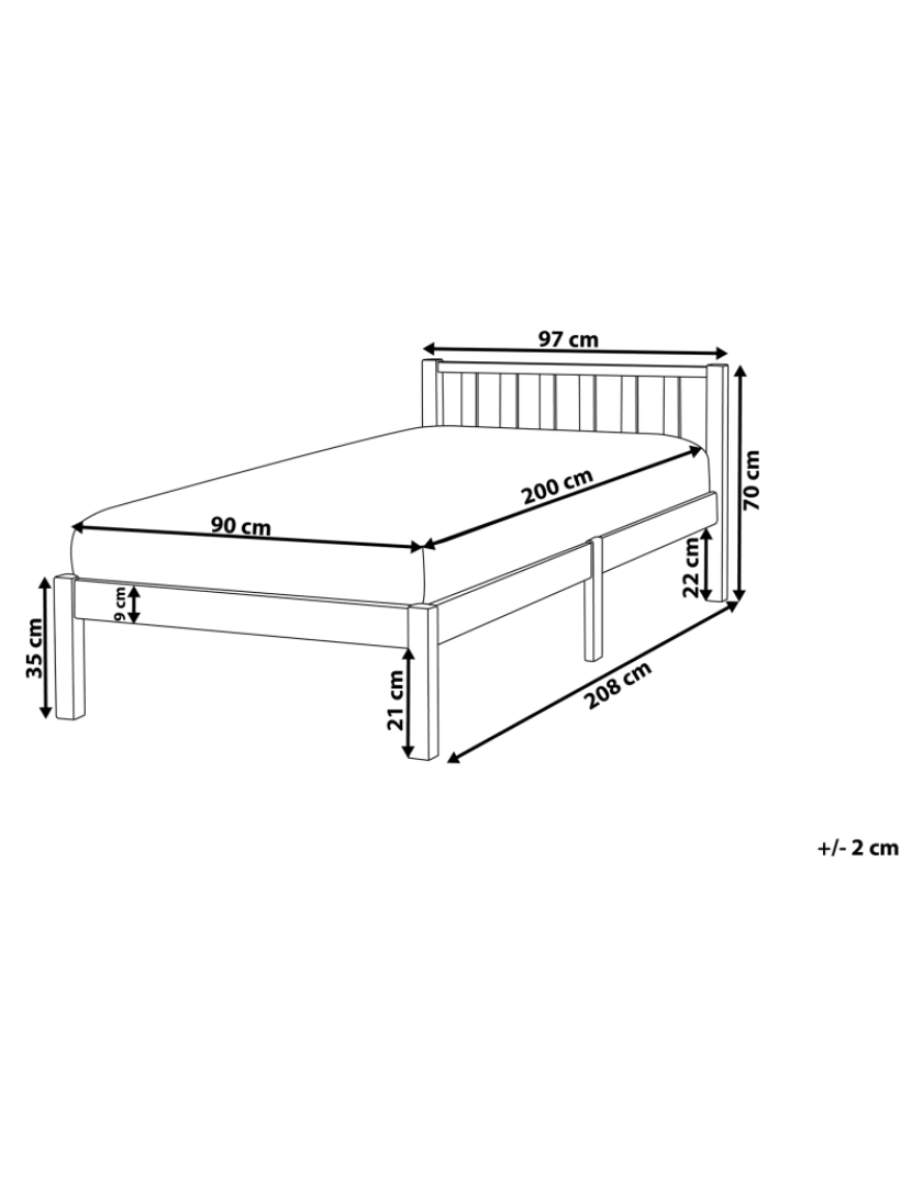 Beliani - Cama de solteiro em madeira branca 90 x 200 cm FLORAC