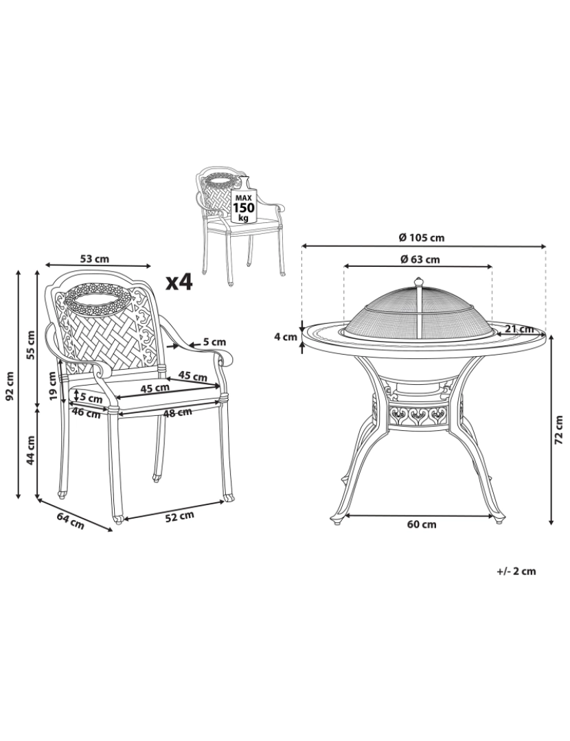 imagem de Conjunto de refeição Metal Castanho escuro MANFRIA1