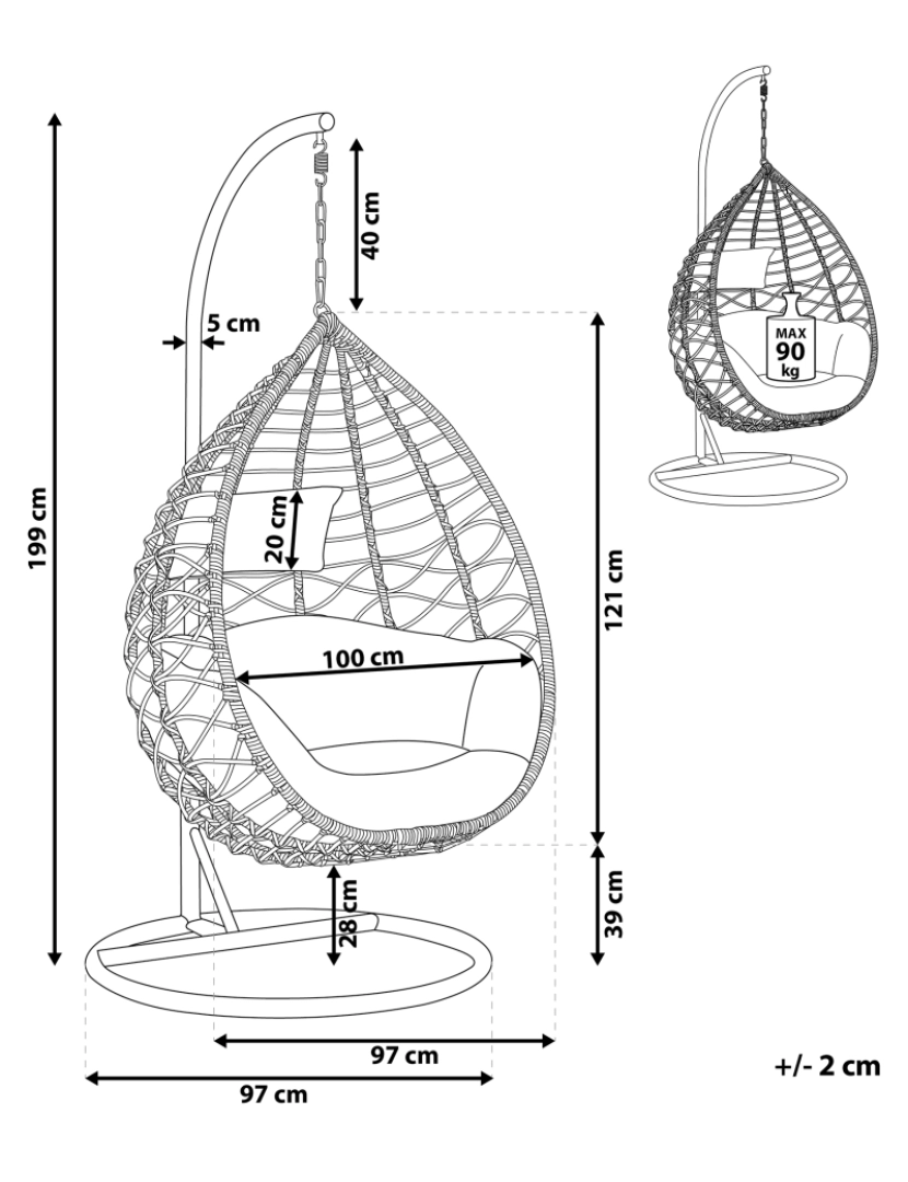 Beliani - Cadeira suspensa Natural ARSITA