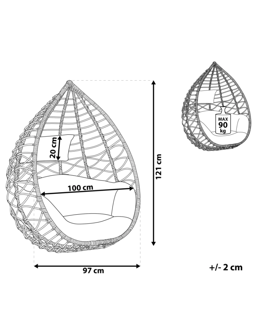 Beliani - Cadeira suspensa Natural ARSITA