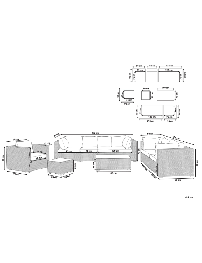 imagem de Conjunto lounge Ratan sintético Taupe MAESTRO1