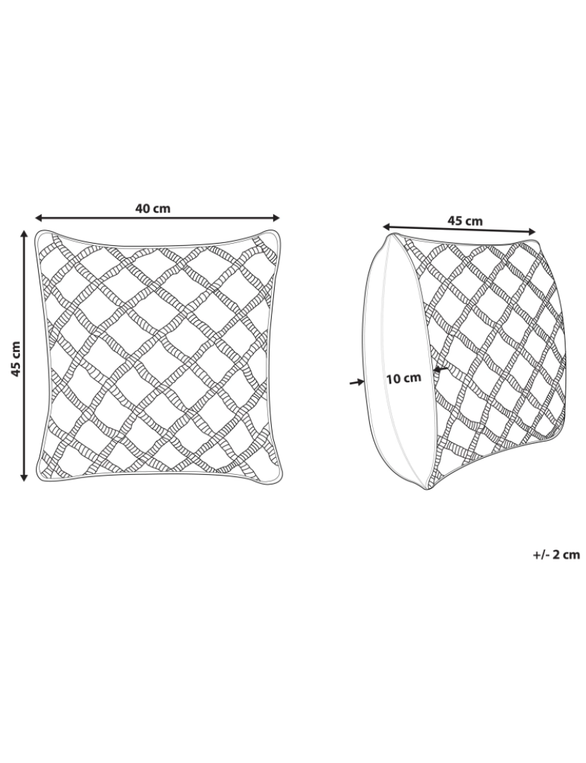 Beliani - Almofada decorativa Macramé Algodão Cinzento KIZKALESI 45 x 40 cm