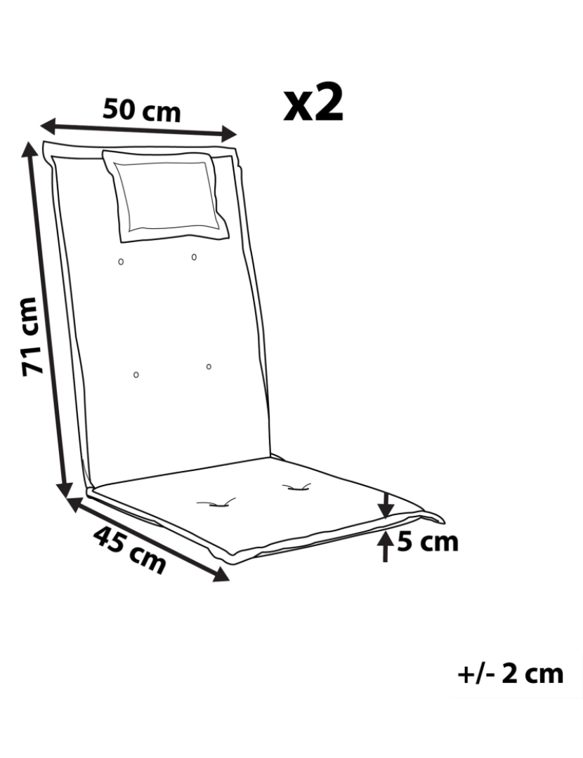 Beliani - Conjunto de 2 almofadas para cadeira de jardim cinzento TOSCANA/JAVA