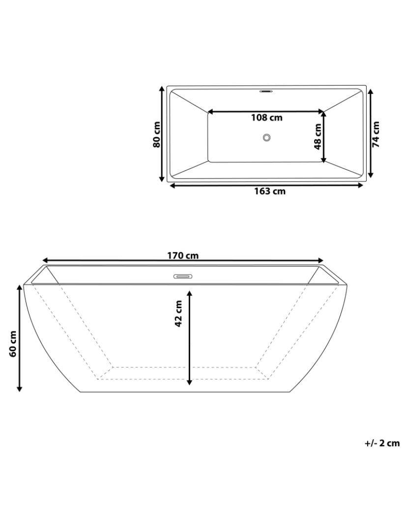 Beliani - Banheira autónoma em acrílico branco 170 x 80 cm CABRUNA