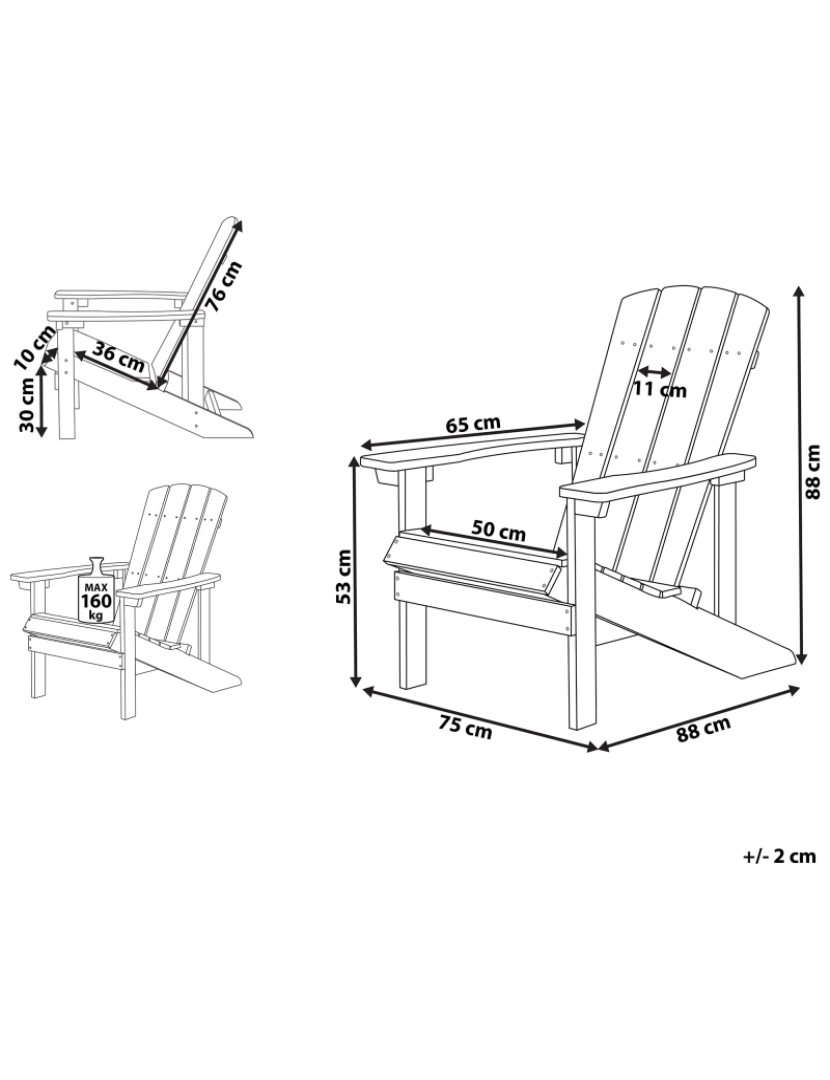 Beliani - Cadeira de jardim Derivado de madeira Branco ADIRONDACK