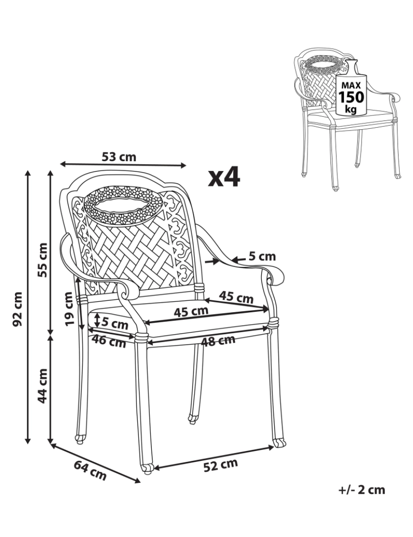 imagem de Cadeira de jardim Conjunto de 4 Metal Castanho escuro MANFRIA1