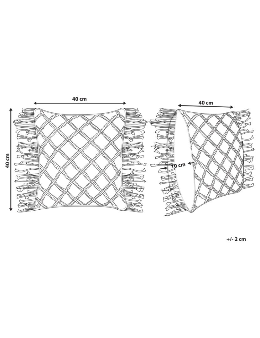 Beliani - Almofada decorativa Macramé Algodão Rosa YANIKLAR 40 x 40 cm