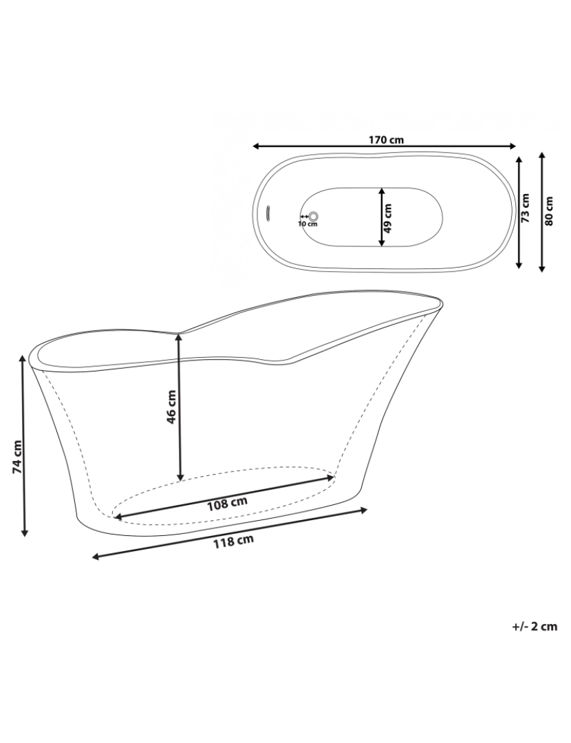 Beliani - Banheira autónoma em acrílico branco 170 x 80 cm DULCINA