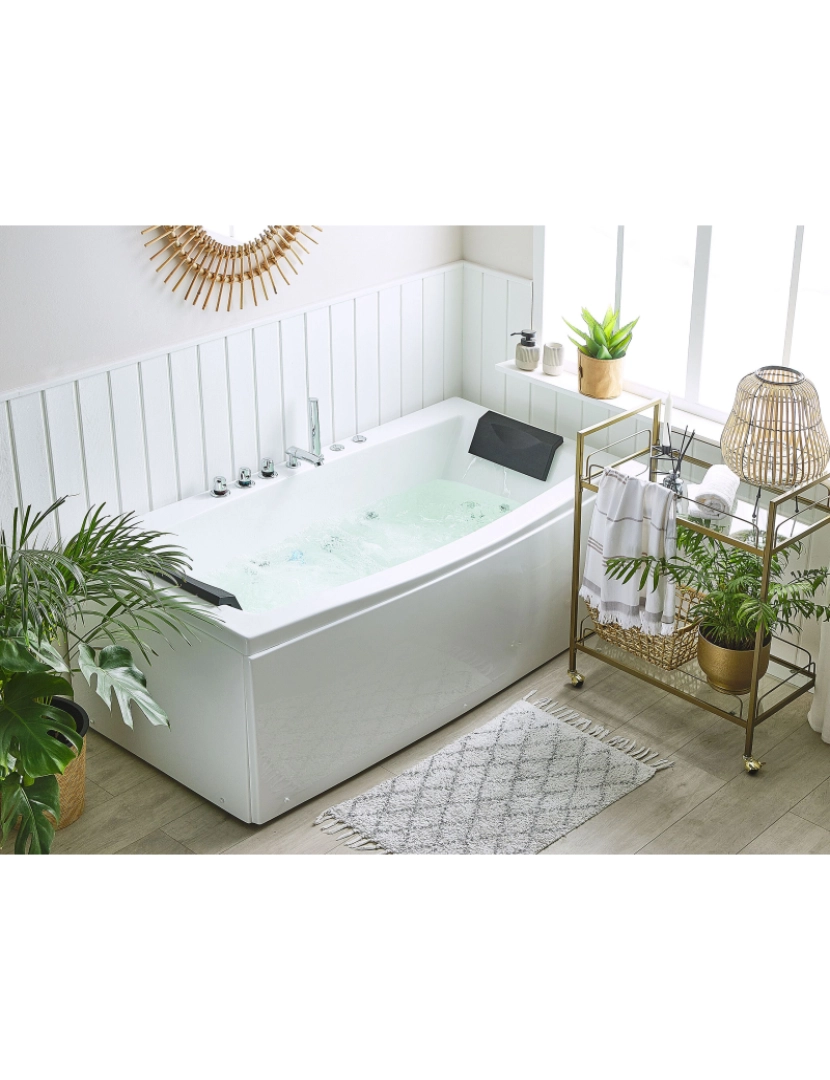 imagem de Banheira de hidromassagem em acrílico branco com LED 173 x 82 cm MOOR2