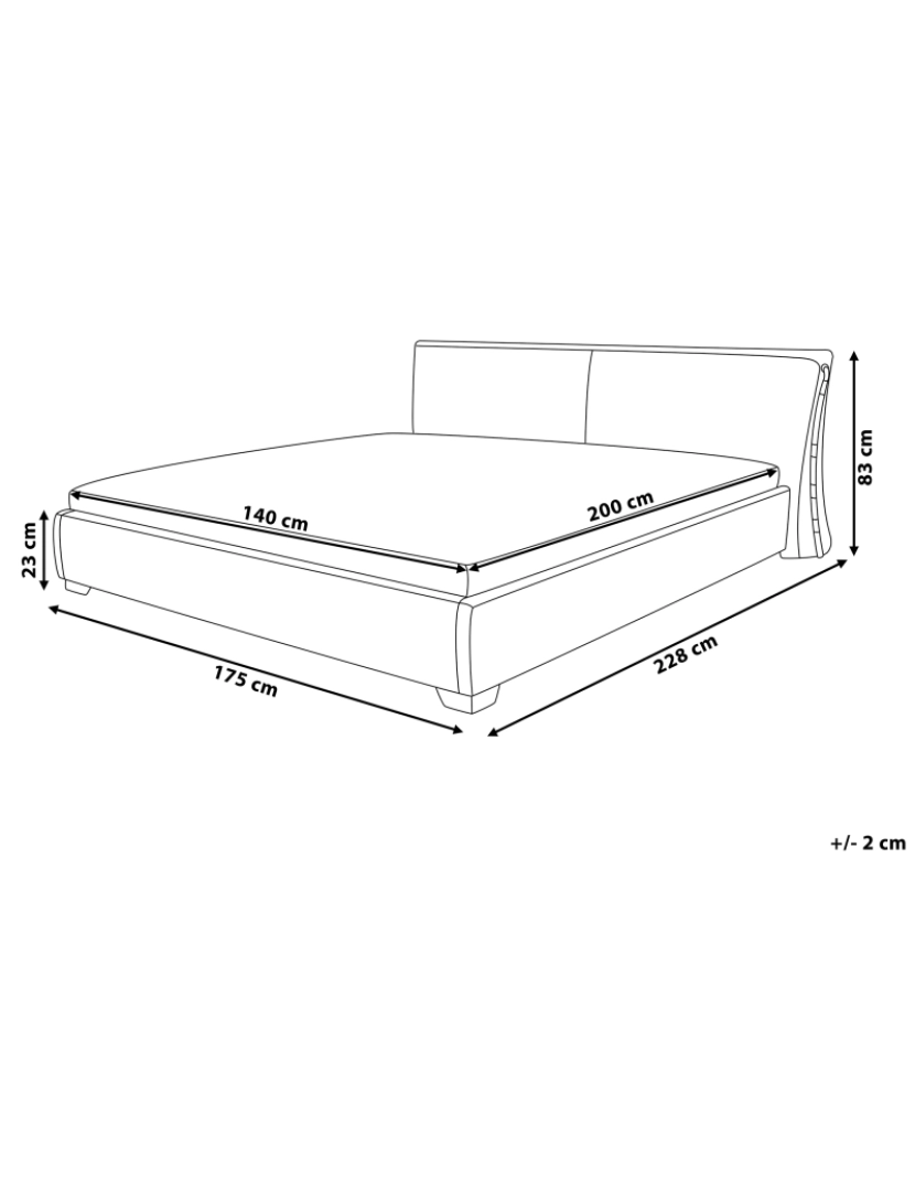 imagem de Cama de casal de água em tecido cinzento 140 x 200 cm PARIS1