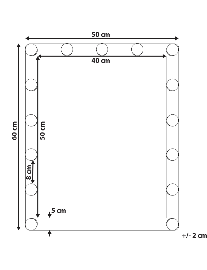 Beliani - Espelho de parede branco com iluminação LED 50 x 60 cm ODENAS