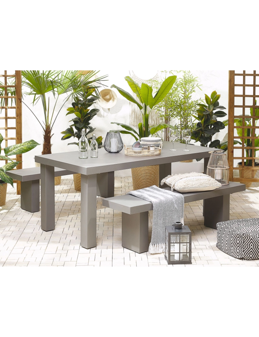 imagem de Mesa de jardim 180 x 90 cm Betão Cinzento TARANTO2