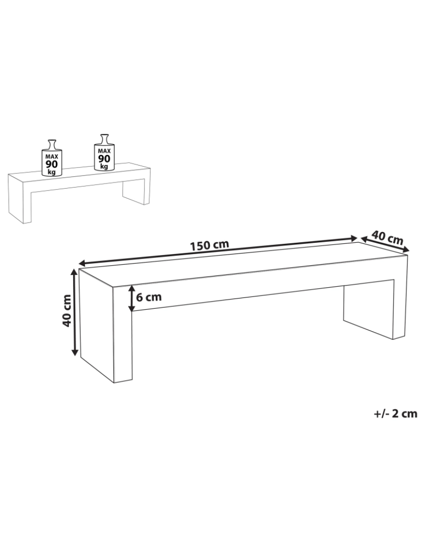 Beliani - Banco Betão 150 cm Cinzento TARANTO