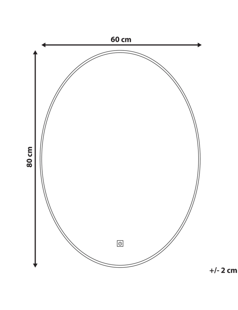 Beliani - Espelho de parede oval prateado com iluminação LED 60 x 80 cm MAZILLE