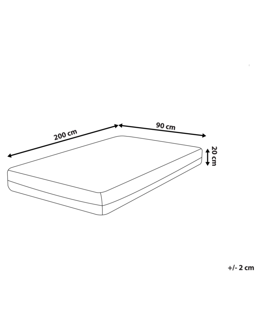 Beliani - Colchão de espuma com memória 90 x 200 cm Tamanhos Diversos