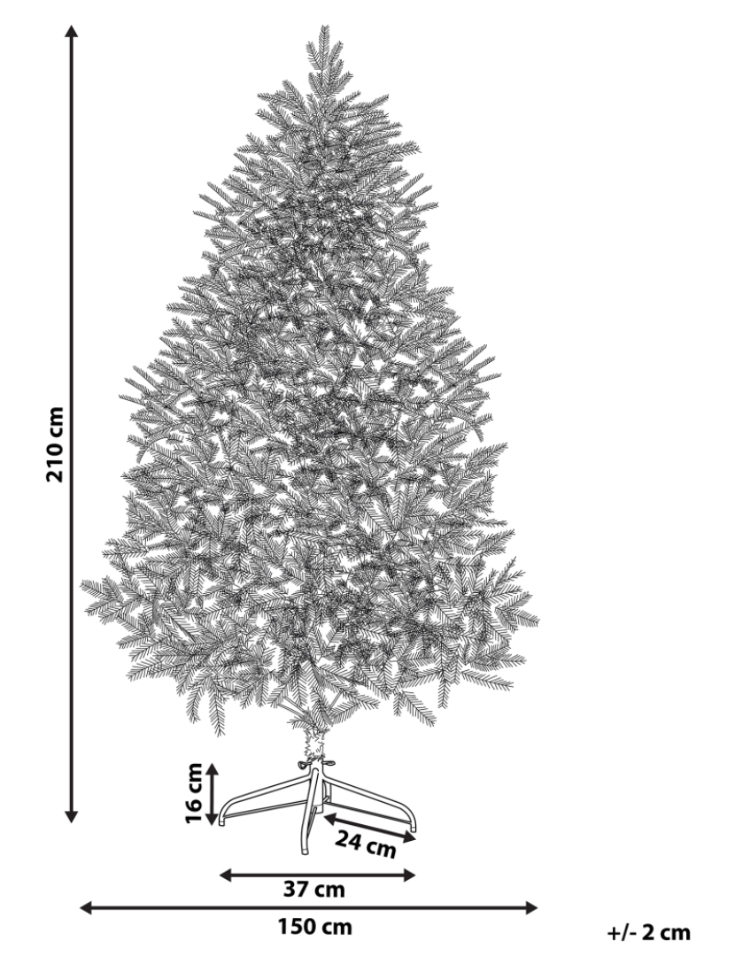 Beliani - Árvore de natal com efeito de neve branco 210 cm BASSIE