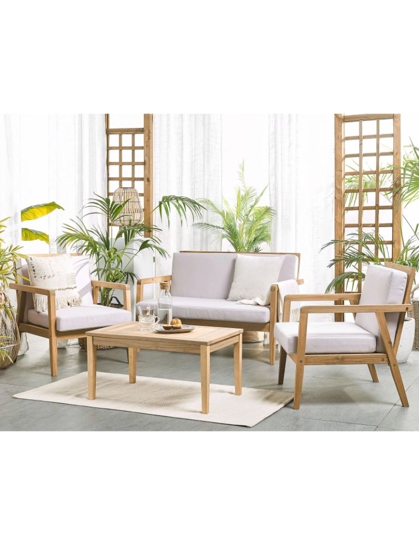 imagem de Conjunto lounge Madeira de acácia Taupe PALLANO2