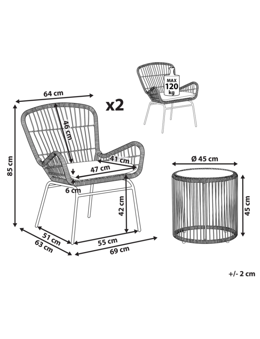 Beliani - Conjunto de mesa e cadeiras com almofada Castanho claro LABICO