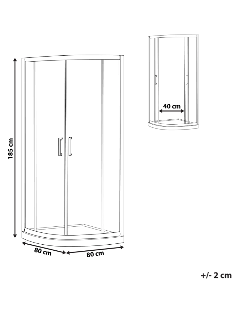 imagem de Cabine de duche 80 x 80 x 185 cm Prateado JUKATAN1