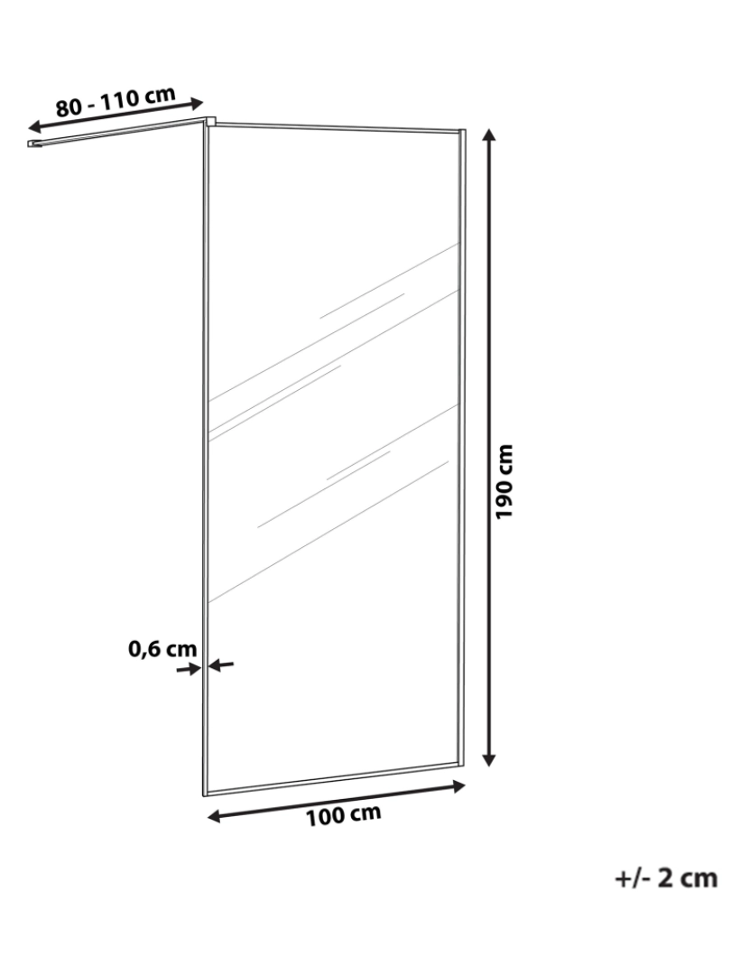 Beliani - Painel de duche 100 x 190 cm Preto WASPAM