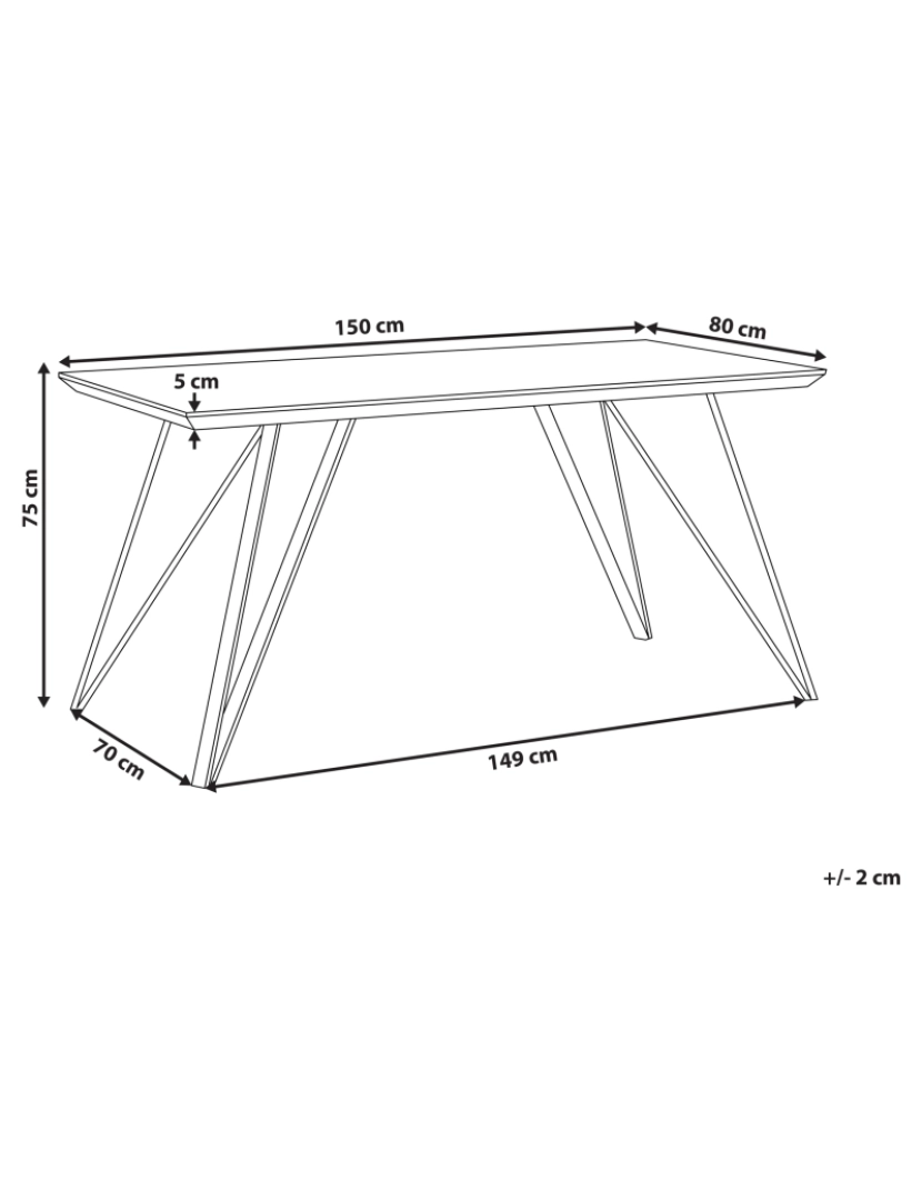 Beliani - Mesa de jantar 150 x 80 cm efeito mármore branco com preto MOLDEN