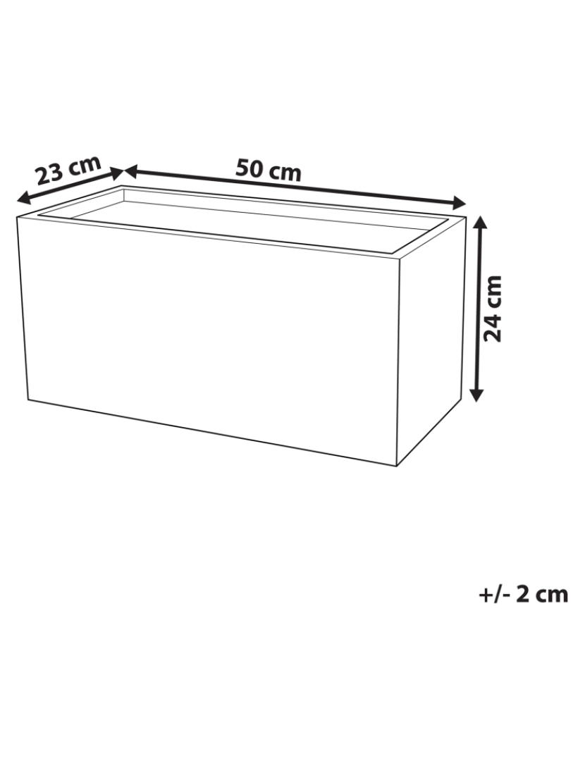 Beliani - Vaso para plantas cinzento 50 x 23 x 24 cm MYRA