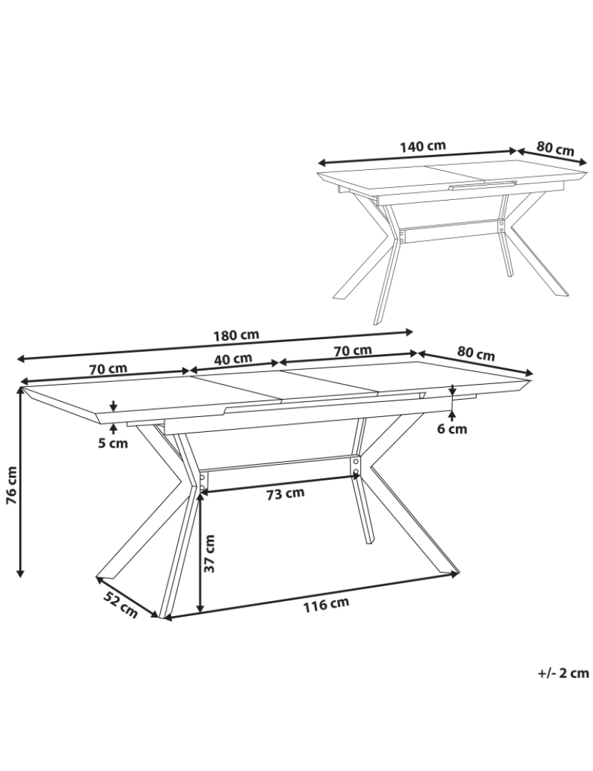 Beliani - Mesa de jantar extensível com efeito de betão 140/180 x 80 cm BENSON