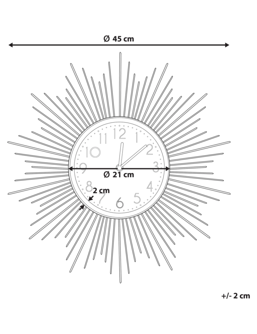 Beliani - Relógio de parede ø 45 cm dourado e cinzento SOLURA